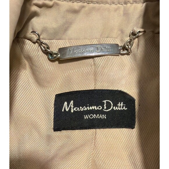 Massimo Dutti Beige Trench Coat Double-Breasted Belted Size M Vintage - Picture 11 of 12